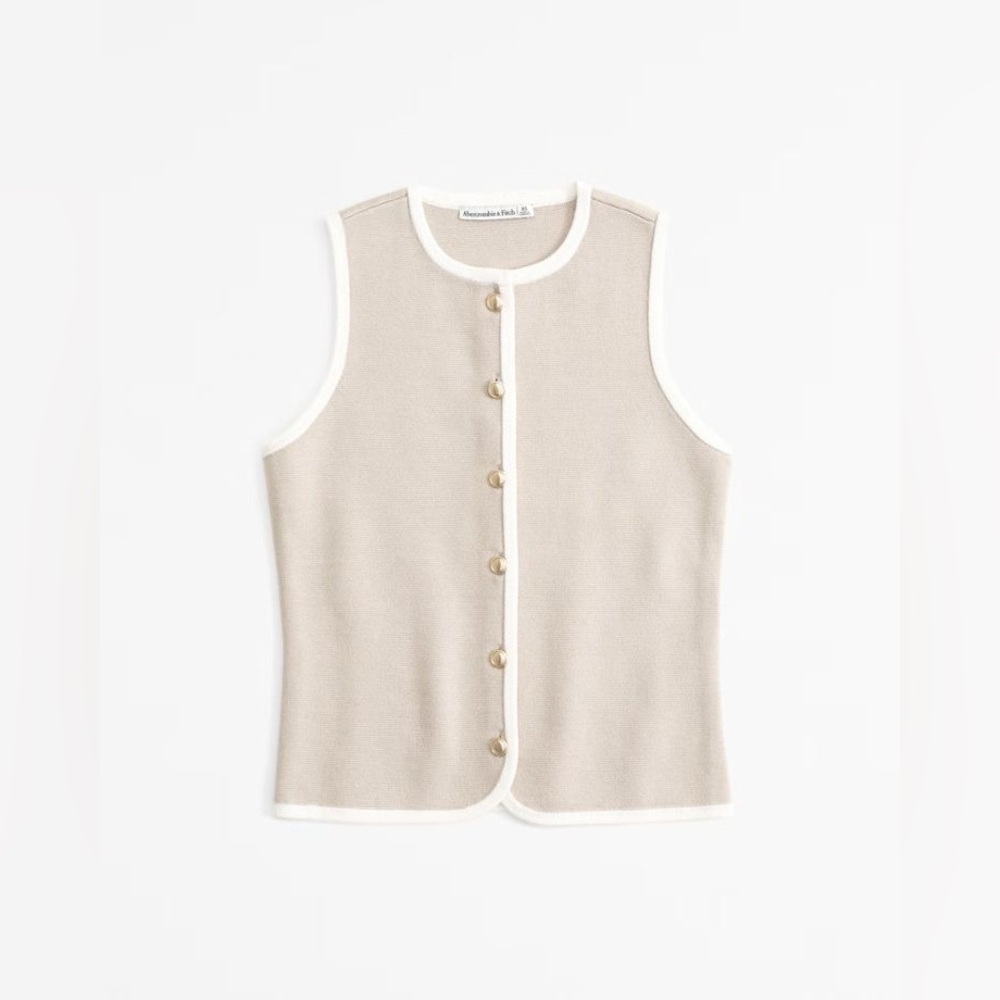 ABERCROMBIE & FITCH LUXELOFT BUTTON-UP CREW SWEATER VEST